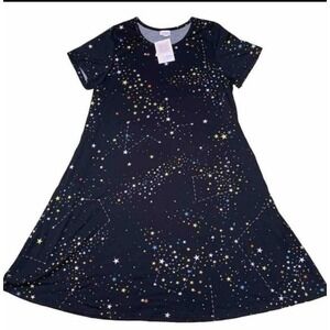 LuLaRoe Womens Dress Size 2XL Jessie Black Stars Constellations Space 2X XXL NWT